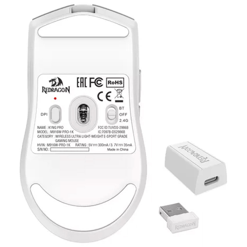 Mouse Inalambrico Redragon K1ng Pro 26000 Dpi Blanco